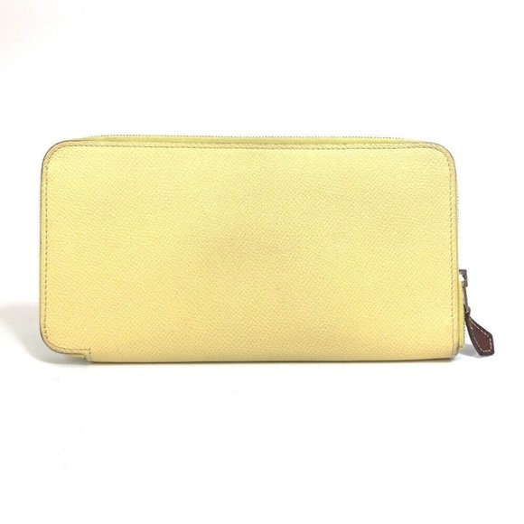 Authentic HERMES Azap Long Silk-In Zip Around Long Wallet Leather yellow/Green - Picture 14 of 15